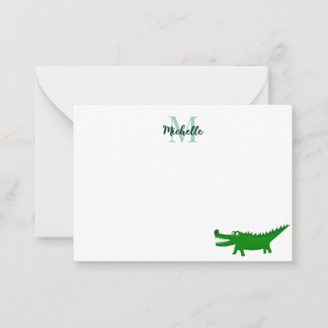 Cartão De Notas  Cute Alligator Drawing Lined Personalized (Frente)