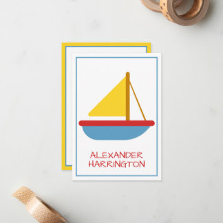Cartão De Notas Cute and Simple Sailboat Personalized