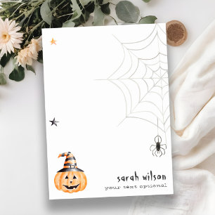 Cartão De Notas Cute Assustador Abóbora de Halloween Teia de Aranh