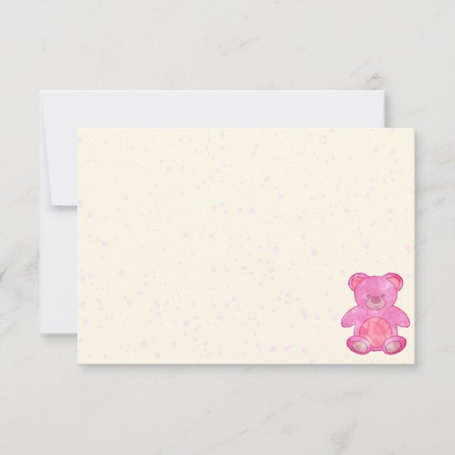 Cartão De Notas Cute Baby Bear In Pink Blank Cream Off White (Frente)