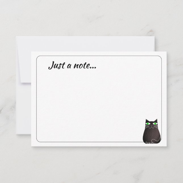 Cartão De Notas Cute Black Cat Custom Just a Note (Frente)