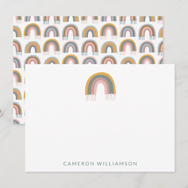 Cartão De Notas Cute Boho Rainbow Personalizado Bebê e Crianças (Frente/Verso)