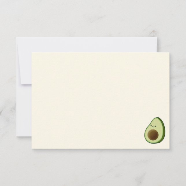 Cartão De Notas Cute Cartoon Avocado Blank Cream Off White  (Frente)