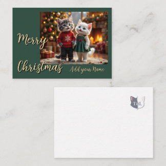 Cartão De Notas Cute Christmas Card – Tom & Luna Fireplace Scene