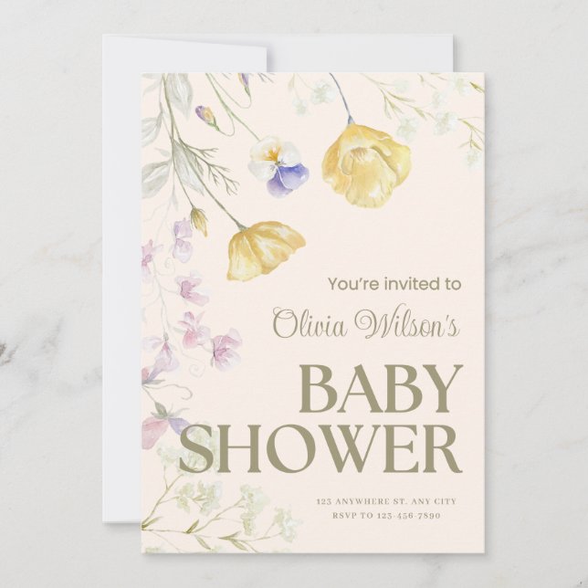 Cartão De Notas Cute Floral Baby Shower Invitation (Frente)