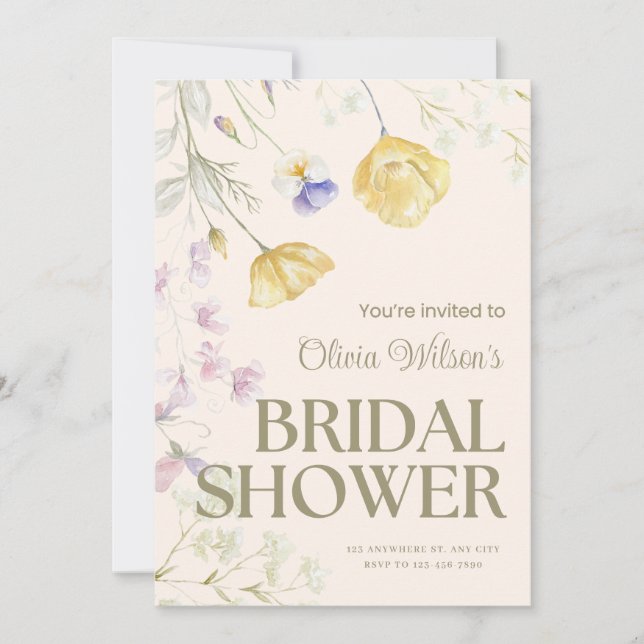 Cartão De Notas Cute Floral Bridal Shower Invitation (Frente)