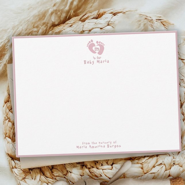 Cartão De Notas Cute From The Nursery of Pink Monogram (Criador carregado)