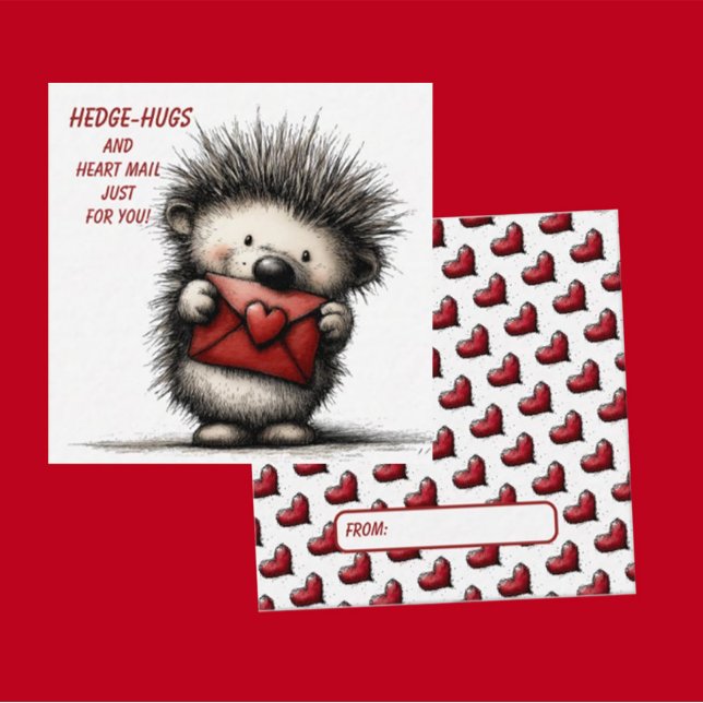 Cartão De Notas Cute Hedgehog Valentine Card  (Criador carregado)