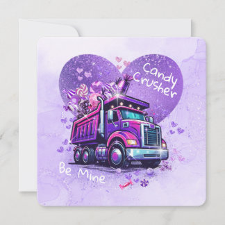 Cartão De Notas Cute Kids Valentine Purple Truck and Cheeky Poem