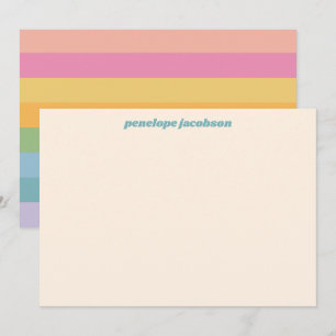 Cartão De Notas Cute Listras de Arco-Íris Pastel Personalizadas Re