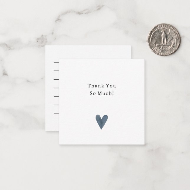 Cartão De Notas Cute Little Blue Heart Thank You Card (Frente/Verso In Situ)