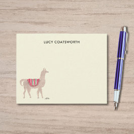 Cartão De Notas Cute Llama Boho Hand-Painted Personalized Cream