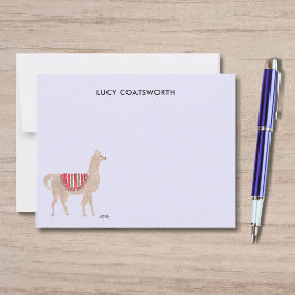 Cartão De Notas Cute Llama Boho Hand-Painted Personalized Farm
