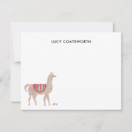 Cartão De Notas Cute Llama Personalizou Boho Animal Trabalho de ar