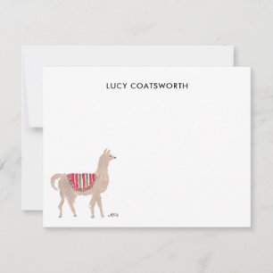 Cartão De Notas Cute Llama Personalizou Boho Animal Trabalho de ar