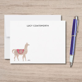 Cartão De Notas Cute Llama Personalizou Boho Animal Trabalho de ar