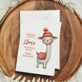 Cartão De Notas Cute Llama Valentine's Day Card for Kids Classroom