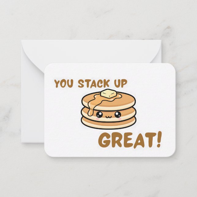 Cartão De Notas Cute Pancake Valentine Classroom Flat Note Card (Frente)