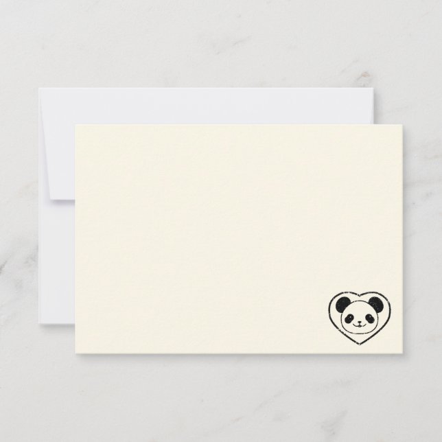 Cartão De Notas Cute Panda Bear Cartoon Blank Cream Off White (Frente)