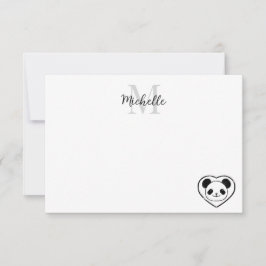 Cartão De Notas Cute Panda Bear Cartoon Personalized Monogram