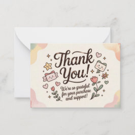 Cartão De Notas Cute Pastel Thank You Card 