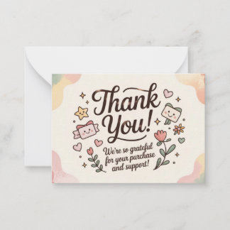 Cartão De Notas Cute Pastel Thank You Card 