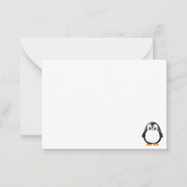 Cartão De Notas Cute Penguin Cartoon Blank Custom (Frente)