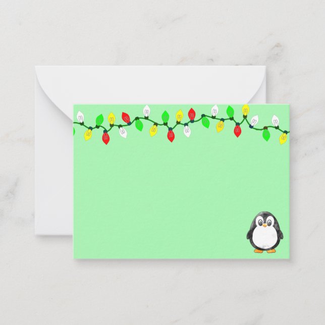 Cartão De Notas Cute Penguin Cartoon Blank Custom Christmas (Frente)