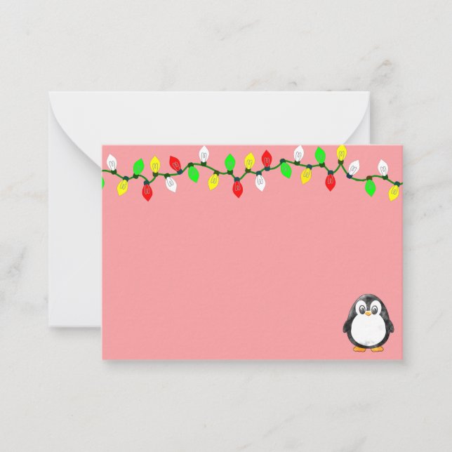 Cartão De Notas Cute Penguin Cartoon Blank Custom Christmas (Frente)