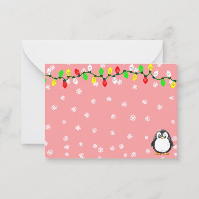 Cartão De Notas Cute Penguin Cartoon Blank Custom Christmas Winter (Frente)