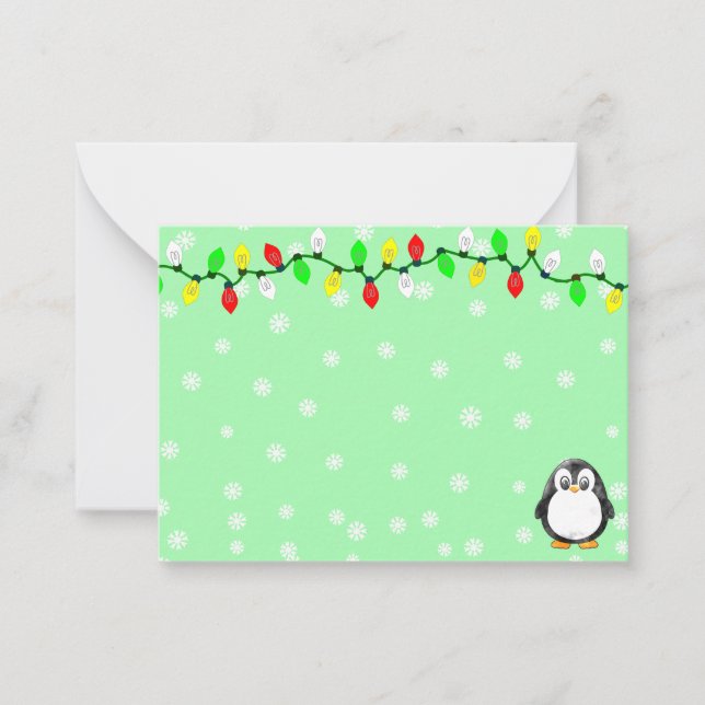 Cartão De Notas Cute Penguin Cartoon Blank Custom Christmas Winter (Frente)
