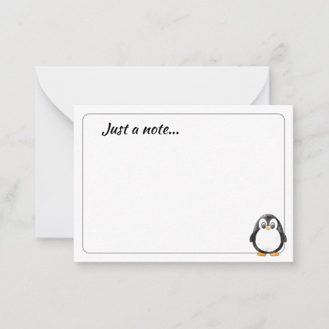 Cartão De Notas Cute Penguin Cartoon Blank Just a Note (Frente)