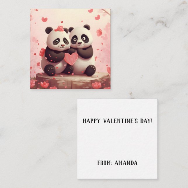 Cartão De Notas Cute Personalizado Panda Dia dos Namorados (Frente/Verso)