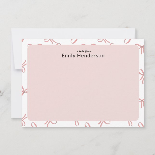 Cartão De Notas Cute Pink Bow Girly Coquette Bow Frame  (Frente)