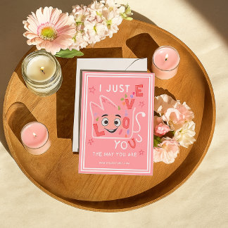 Cartão De Notas Cute Pink Heart Love Bunny Valentine’s Day Card