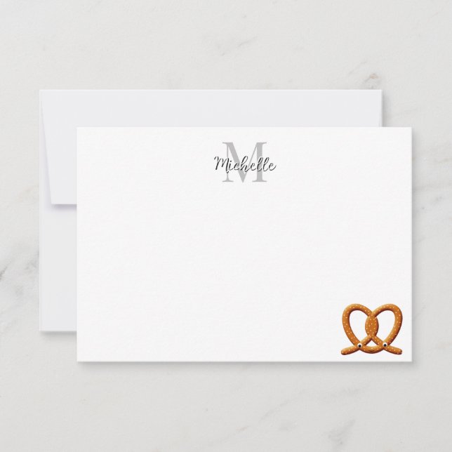 Cartão De Notas Cute Pretzel Drawing  Monogram Personalized (Frente)