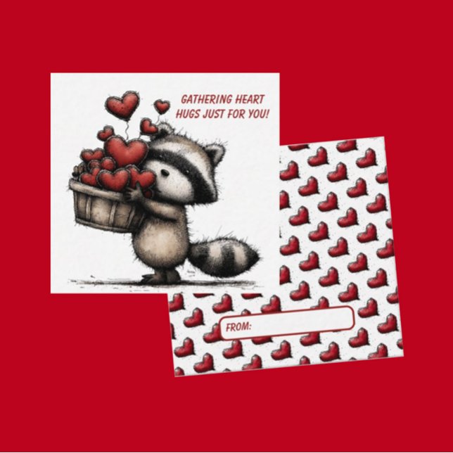 Cartão De Notas Cute Raccoon Valentine Card (Criador carregado)