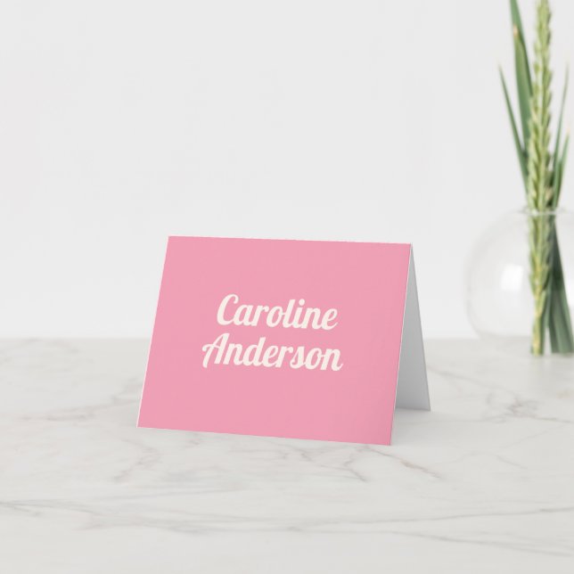 Cartão De Notas Cute Simple Retro Typography Pink Personalized (Frente)