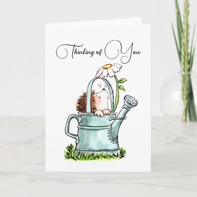 Cartão De Notas Cute Thinking of You Notecard with Hedgehog (Frente)