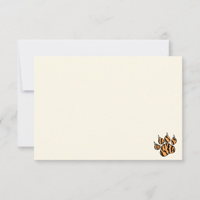 Cartão De Notas Cute Tiger Paw Print Blank Cream Off White (Frente)