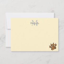 Cartão De Notas Cute Tiger Paw Print Personalized Monogram 