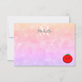 Cartão De Notas Cute Tomato Watercolor Personalized Monogram