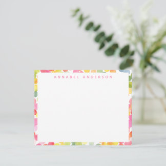 Cartão De Notas Cute Watercolor Bubble Pontos Coloridos Borda Nome