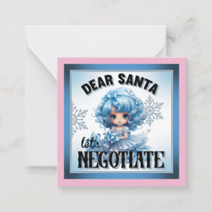 Cartão De Notas Cutie Blue Dear Papais noeis Natal