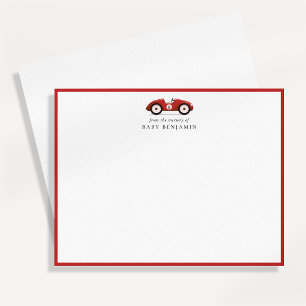 Cartão de Notas da Creche do Carro Retro Vermelho