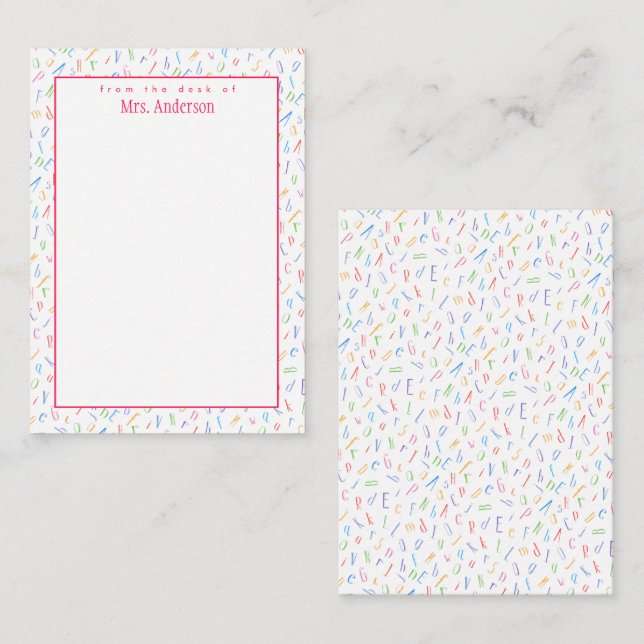 Cartão De Notas Da mesa de - Nome personalizado do professor - Alf (Frente/Verso)