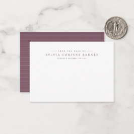 Cartão De Notas Da mesa de uma mauve clássica profissional simples