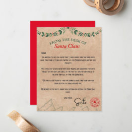 Cartão De Notas Da Mesa Do Papai Noel Kraft