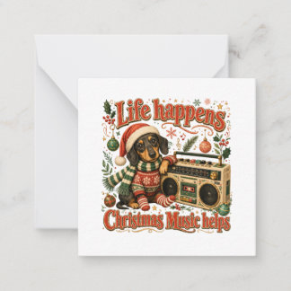 Cartão De Notas Dachshund A Vida Acontece Música de Natal Ajuda