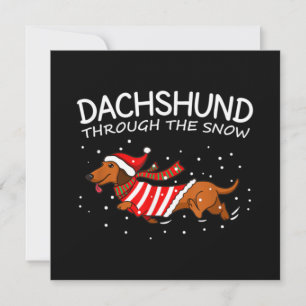 Cartão De Notas Dachshund Através da Neve Cachorro Engraçado Natal